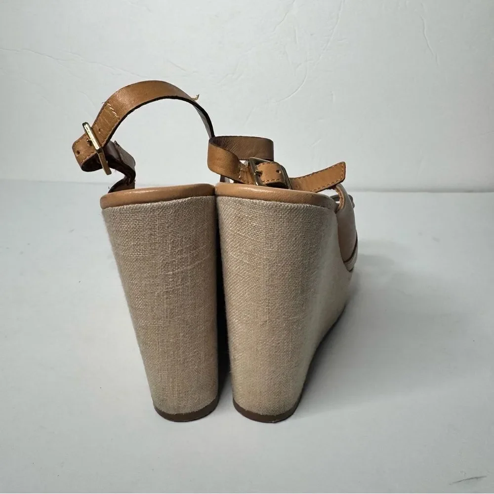 Kate Spade nude leather wedges size 6.5